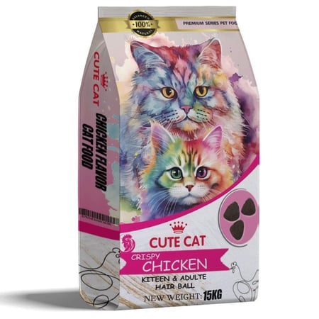 كيوت كات طعام جاف بالدجاج لجميع أعمار القطط 15 كيلو