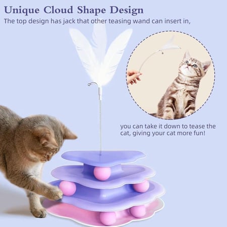 لعبة للقطط بثلاث طبقات وريشة