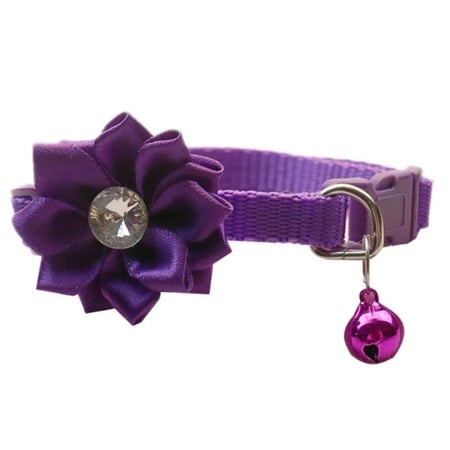 طوق للقطط مع وردة و جرس ألوان متعددة