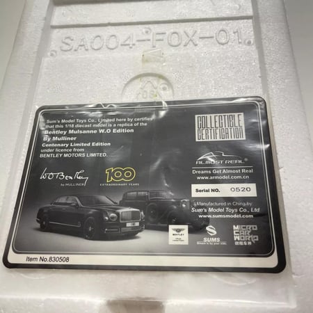 1:18 Almost Real 1/18 Bentley Mulsanne Founder Century Collection Edition