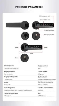 قفل سمارت للأبواب الخشب جوده ومتانه وبطاريه تدوم 360 يوم