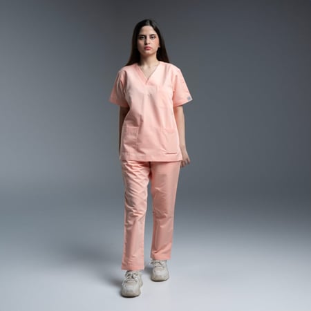 طقم سكراب طبي نسائي لون مشمشي