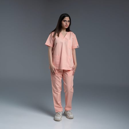 طقم سكراب طبي نسائي لون مشمشي