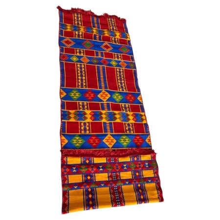 بساط فرشة قماش وجهين صناعة سورية مقاس 100*300 سم تراثي تراثي احمر وازرق