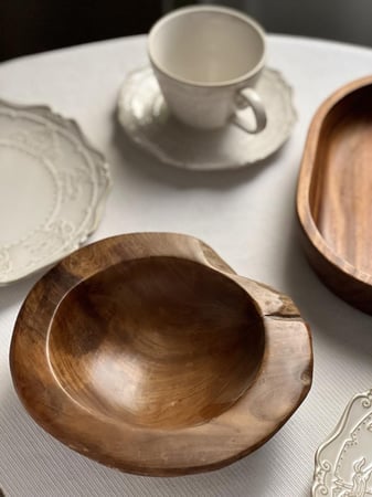 وعاء ديكور خشب التيك