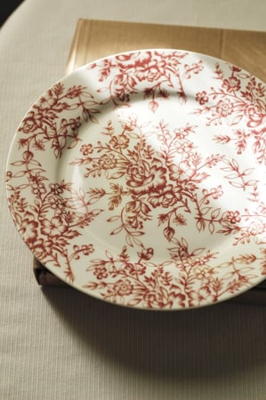 صحن سيراميك نمط زهور مطبوعة