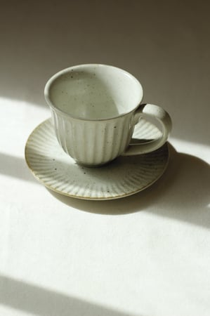 كوب مع صحن فخار 180 مل