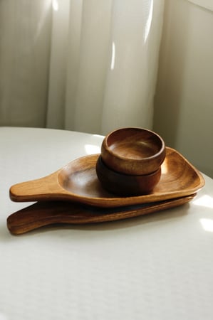 طقم مائده صحن ووعاء خشبي