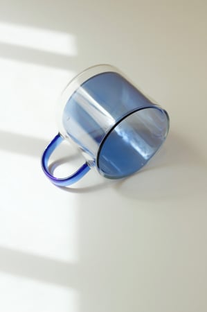 كوب زجاج دبل - أزرق