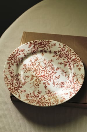 صحن سيراميك نمط زهور مطبوعة