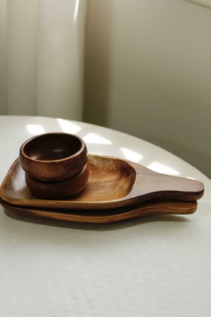 طقم مائده صحن ووعاء خشبي