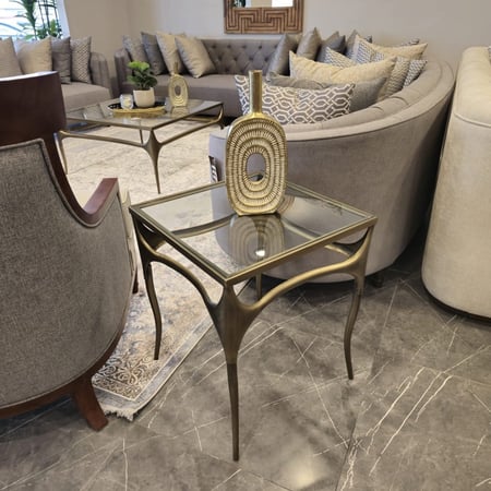 طاولة ديماف جانبية بسطح زجاجي