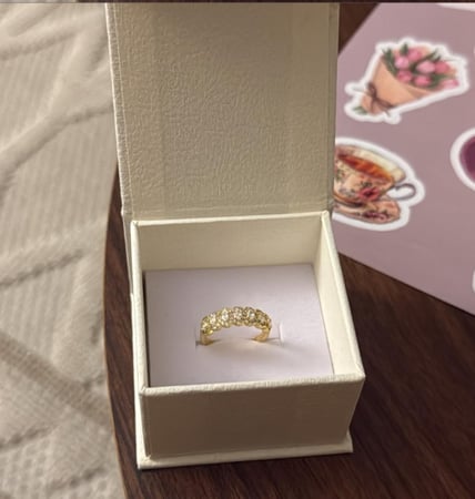 كيس KARTZ ورد صناعي أحمر مع خاتم فضه عيار 925