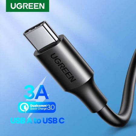 سلك شاحن يوجرين USB إلى USB-C بطول 2 م - أسود