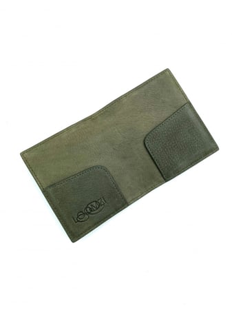 SHINY ARMY GREEN CROCODILE MEN'S WALLET