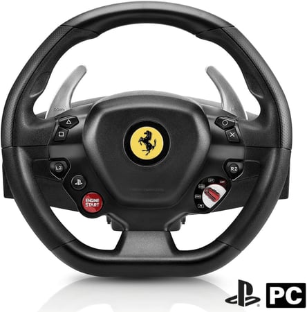 عجلة قيادة دركسون ودواسات (مستخدم) من ثرست ماستر تصميم فيراري WHEEL Thrustmaster T80 Ferrari 488 GTB Edition Racing Wheel PS4 - Black