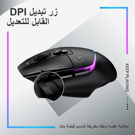 ماوس الالعاب (مستخدم) لوغيتك G502 X لايت سبيد اللاسلكي ار غي بي بصري مع مفاتيح القوة الخفية المختلطة مصابيح مستشعر العاب هيرو 25K متوافق الكمبيوتر الشخصي macOS ويندوز اسود - Logitech G502 X PLUS