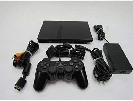 بلايستيشن 2 سليم (مستخدم) إصدار المملكة العربية السعودية 64 جيجا بايت، من سوني، اسود، - Sony PlayStation 2 64GB PS2 SLIM