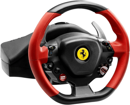 عجلة قيادة دركسون ودواسات (مستخدم) من ثرست ماستر تصميم فيراري Thrustmaster Ferrari 458 Spider Racing Wheel PS4 - Black