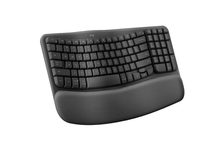 كيبورد العاب (مستخدم) من لوجيتيك ويف كيز لاسلكية  Logitech Wave Keys المريحة مع راحة راحة اليد المبطنة والتبديل السهل، واتصال Bluetooth، والجرافيت