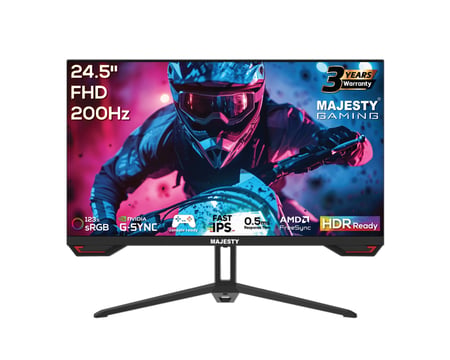 شاشة العاب ماجيستي 24.5 بوصة – FHD 1080P، 200Hz، 0.5ms، IPS، HDR، G-SYNC & FreeSync MAJESTY GAMING MONITOR 24.5 inch