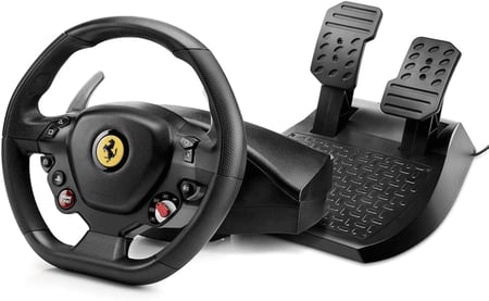 عجلة قيادة دركسون ودواسات (مستخدم) من ثرست ماستر تصميم فيراري WHEEL Thrustmaster T80 Ferrari 488 GTB Edition Racing Wheel PS4 - Black