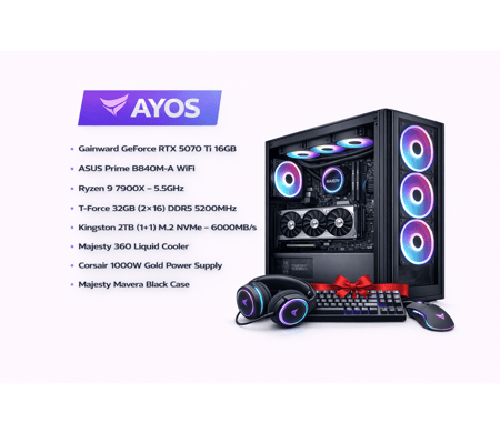 تجميعة قيمنق احترافية خرافية مع كرت 5070Ti ومعالج Ryzen 79700X 5.5GHz