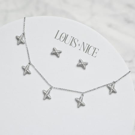 شوكر زركون فضي مع الحلق