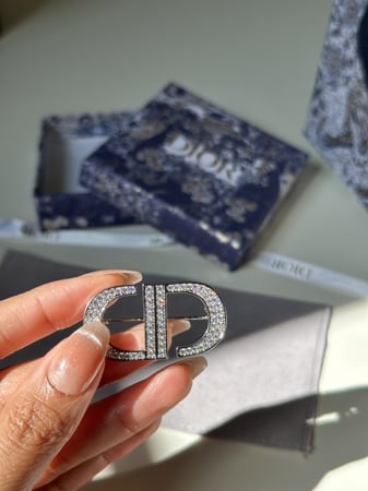 بروش Christian Dior فضي وذهبي