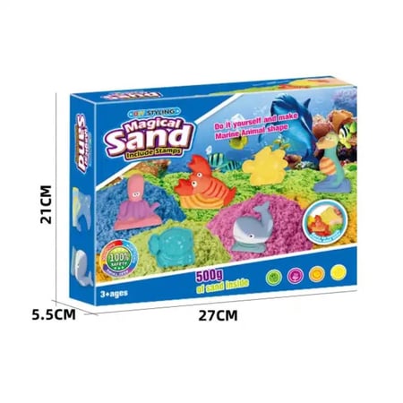 الرمل السحري للتشكيل والابداع + وعاء