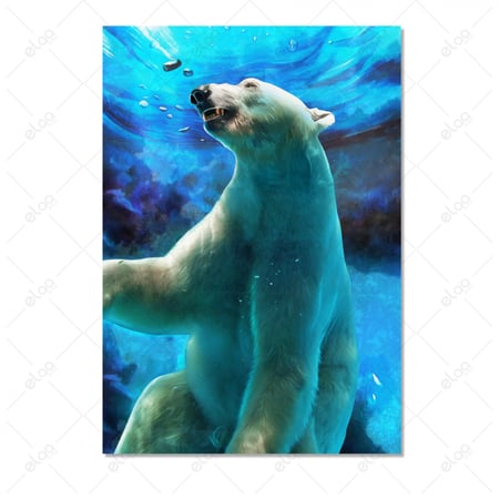 لوحة فن تجريدي لدب ابيض تحت الماء
