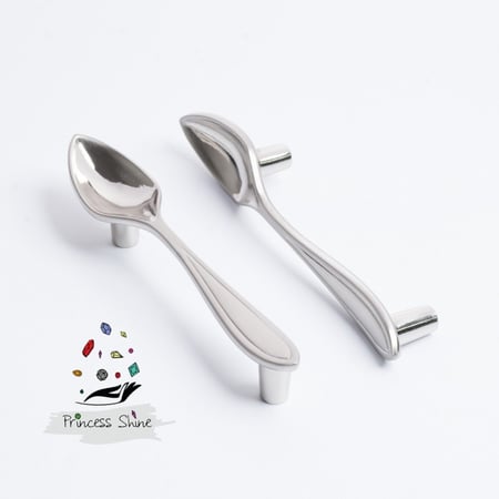 474 - مقبض بشكل ملعقة لون ( فضي انتيك ) - قطعتين