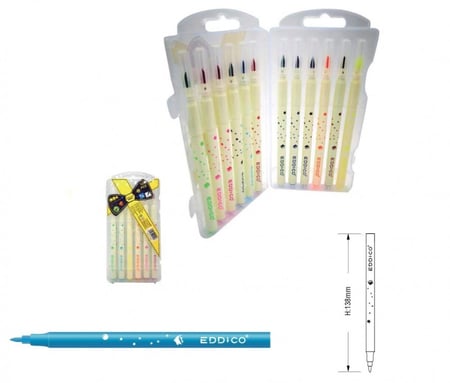 الوان مائية 12 لون رأس ريشة EDDICO