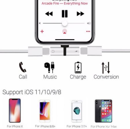 وصلة الايفون 2 في 1 | مدخل سماعة والشاحن معاً