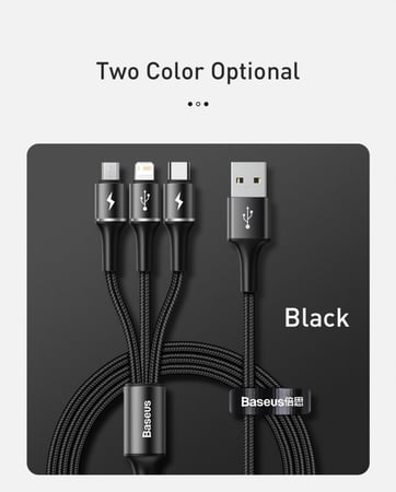 شاحن 3 في 1 المدخل الرئيسي usb من شركة Baseus