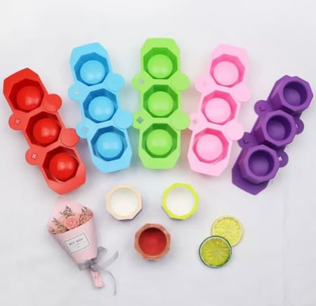 قوالب سيليكون ميني / قالب ريزن / جبس / كونكريت/ اسمنت/شموع /اصيص ( قطعه واحده 3 تجويف )