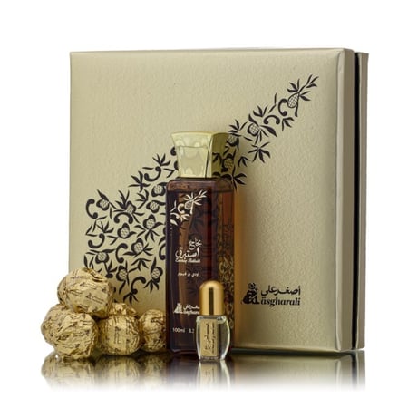 حزمة استبرق من اصغر علي , يحتوي على عطر بخاخ وبخور و خمرية