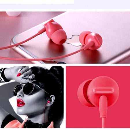 سماعة أذن رياضية ستيريو سلكية وردي لجميع الأجهزة موديل AU-03