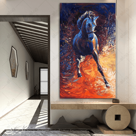 لوحة فن تجريدي حصان أزرق