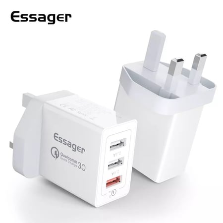 شاحن جداري 30 واط | بـ 3 منافذ USB