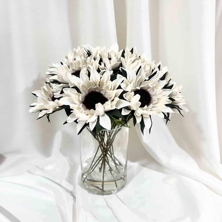 طقم فازة ورد دوار الشمس مخمل