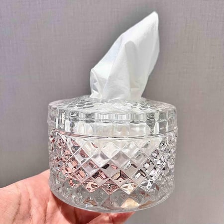 علب مناديل زجاج كريستال