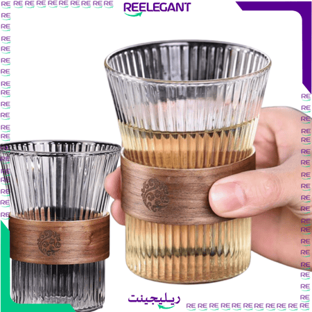 كوب زجاجي بحامل خشبي كلاسيكي 306 مل من متجر ريليجيجنت