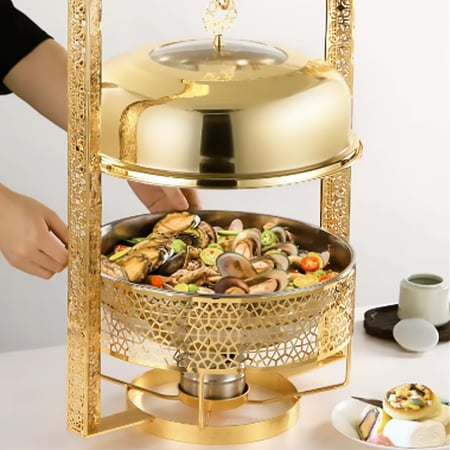 سخان بوفية ذهبي زخرفة غطاء تعليق