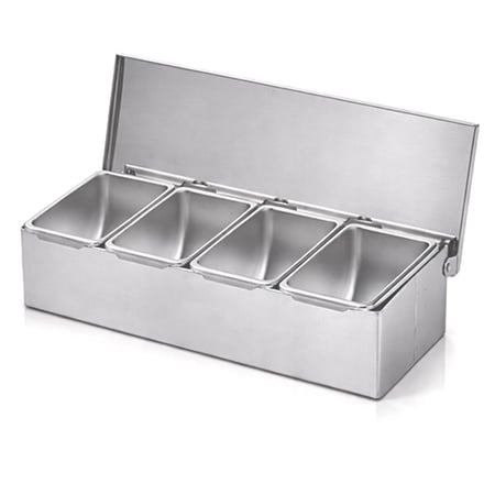 صندوق توابل ستانلس ستيل مع غطاء للمطابخ