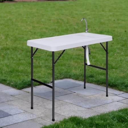 طاولة بلاستك مع حوض غسيل 115x60x85.5 سم
