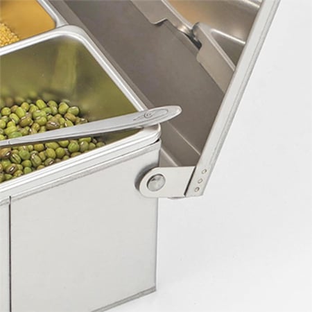 رف توابل ستانلس ستيل مع غطاء للمطابخ