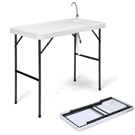 طاولة بلاستك مع حوض غسيل 115x60x85.5 سم