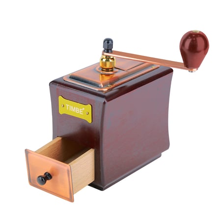 مطحنة بن يدوي مع درج خشبية بني نحاسي