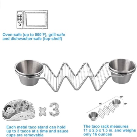 حامل تاكو استيل مع 2 صوصات